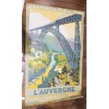 Reproduction French lithographic travel poster after E Paul Champseix "L'Auvergne", dated October
