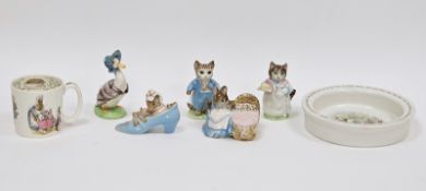 Five mid century Beswick pottery Beatrix Potter figures, comprising Tom Kitten, The Old Woman Who