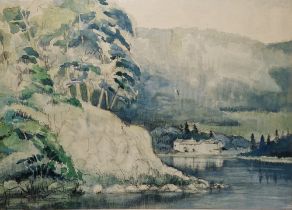 Rene Martin Tomlinson (20th century) Pencil and watercolour drawing "Friar's Crag, Derwentwater",