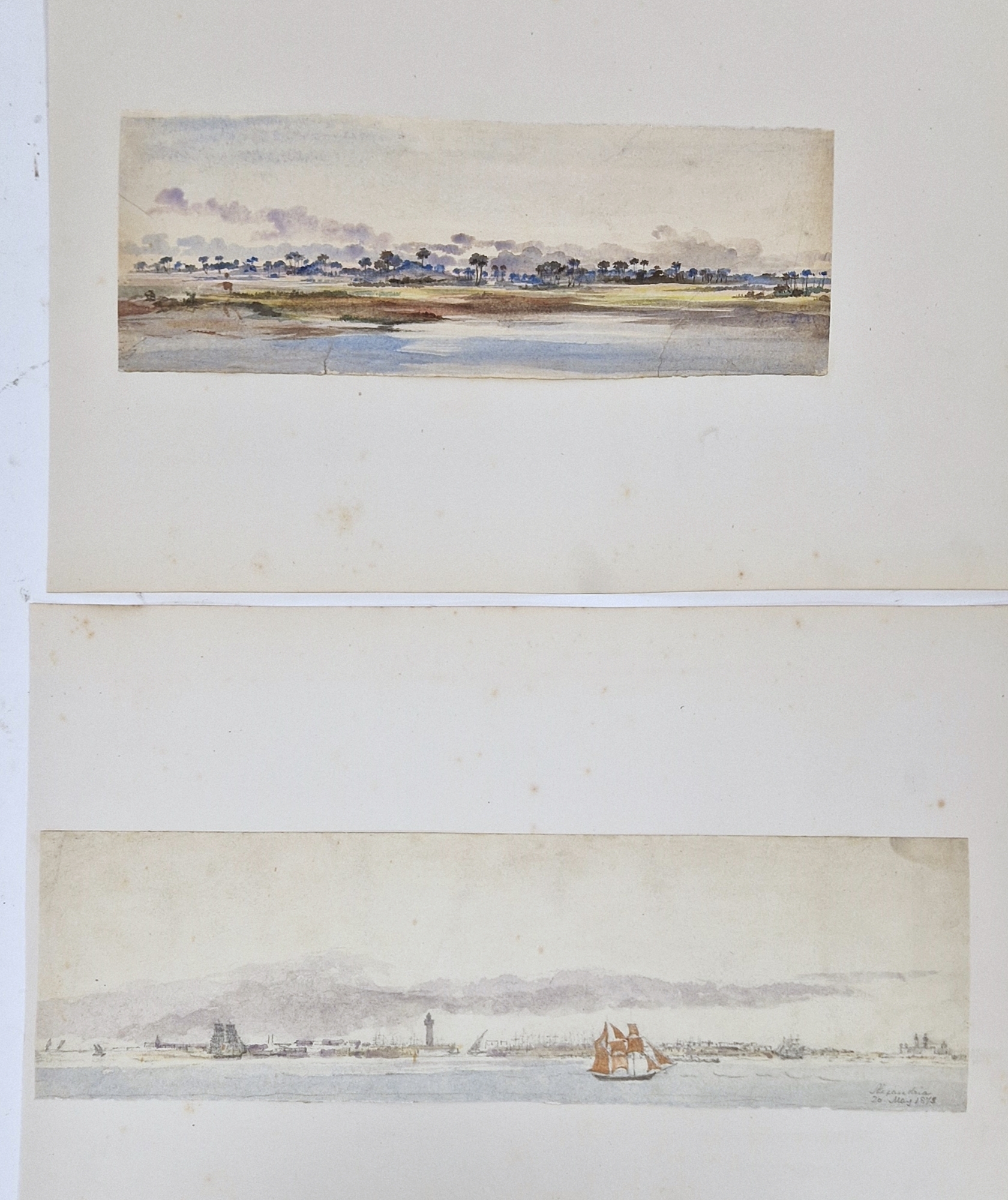 Watercolour drawings - collection Attrib. A H. Walter " A Passage from India to England 1873" - Image 5 of 13