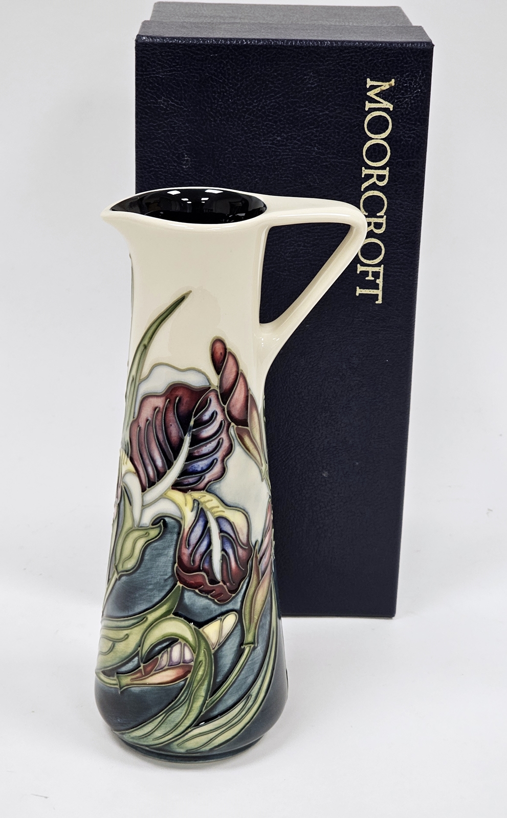 Contemporary Moorcroft tapering cylindrical jug decorated with iris pattern by Rachel Bishop, signed - Image 2 of 32
