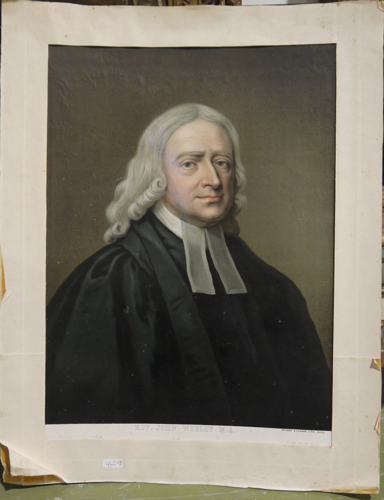 Late 18th/19th Century British School Oil on canvas Portrait of a gentleman, possibly John Wesley, - Image 3 of 3