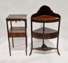 Early 19th century mahogany bedside table with frieze drawer, on square supports and a 20th