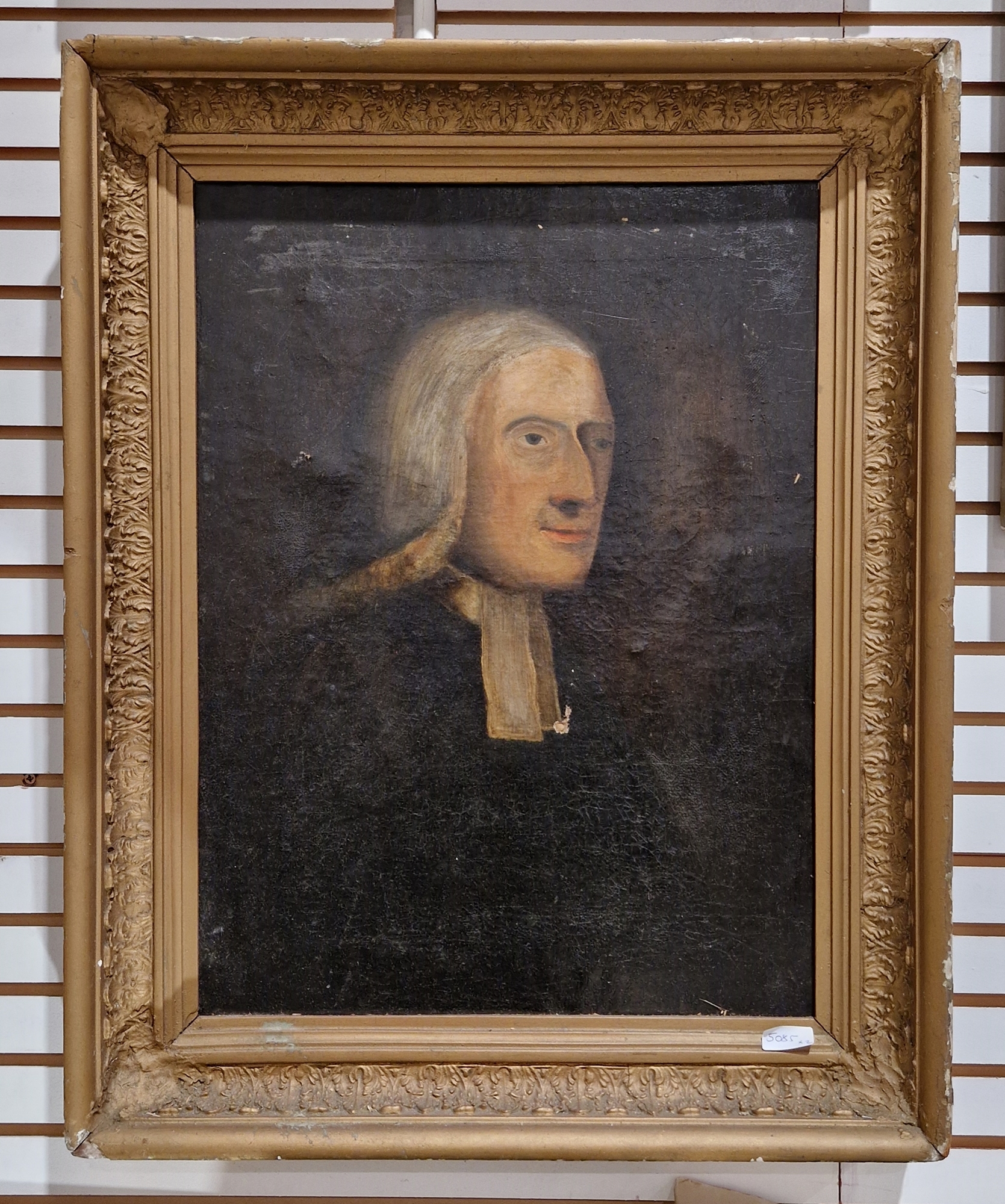 Late 18th/19th Century British School Oil on canvas Portrait of a gentleman, possibly John Wesley, - Image 2 of 3