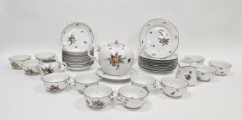 Nymphenburg porcelain part breakfast service, late 19th century, printed crown, shield and