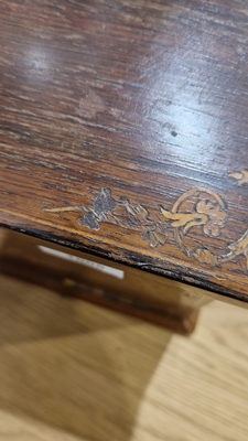 Edwardian marquetry inlaid fall-front stationery casket, the front with leather lined fold-out - Image 22 of 54