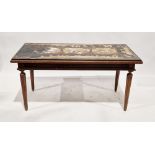 19th century continental marble-topped inlaid coffee table of rectangular form, the top with