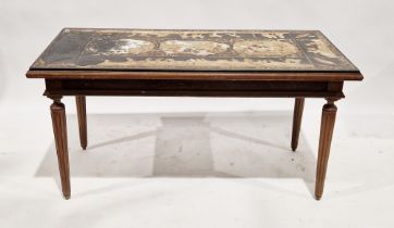 19th century continental marble-topped inlaid coffee table of rectangular form, the top with