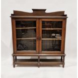 Late 19th/early 20th century stained oak glazed bookcase, the two doors opening to reveal two