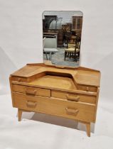 Mid century E Gomme for G-Plan Golden Oak dressing table with rectangular mirror, stamped G-Plan,