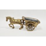 Brass model horse and cart