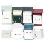 Assortment of lady's earrings, some being 9ct gold, including gem set examples