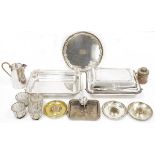 Early 20th century silver plated salter by William Hutton & Sons, a silver plated tea caddy, various