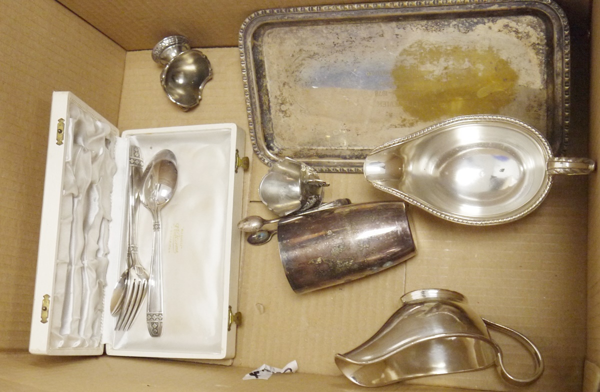 Collection of Edwardian and later silver plate including an engraved part tea service, pierced - Image 4 of 4