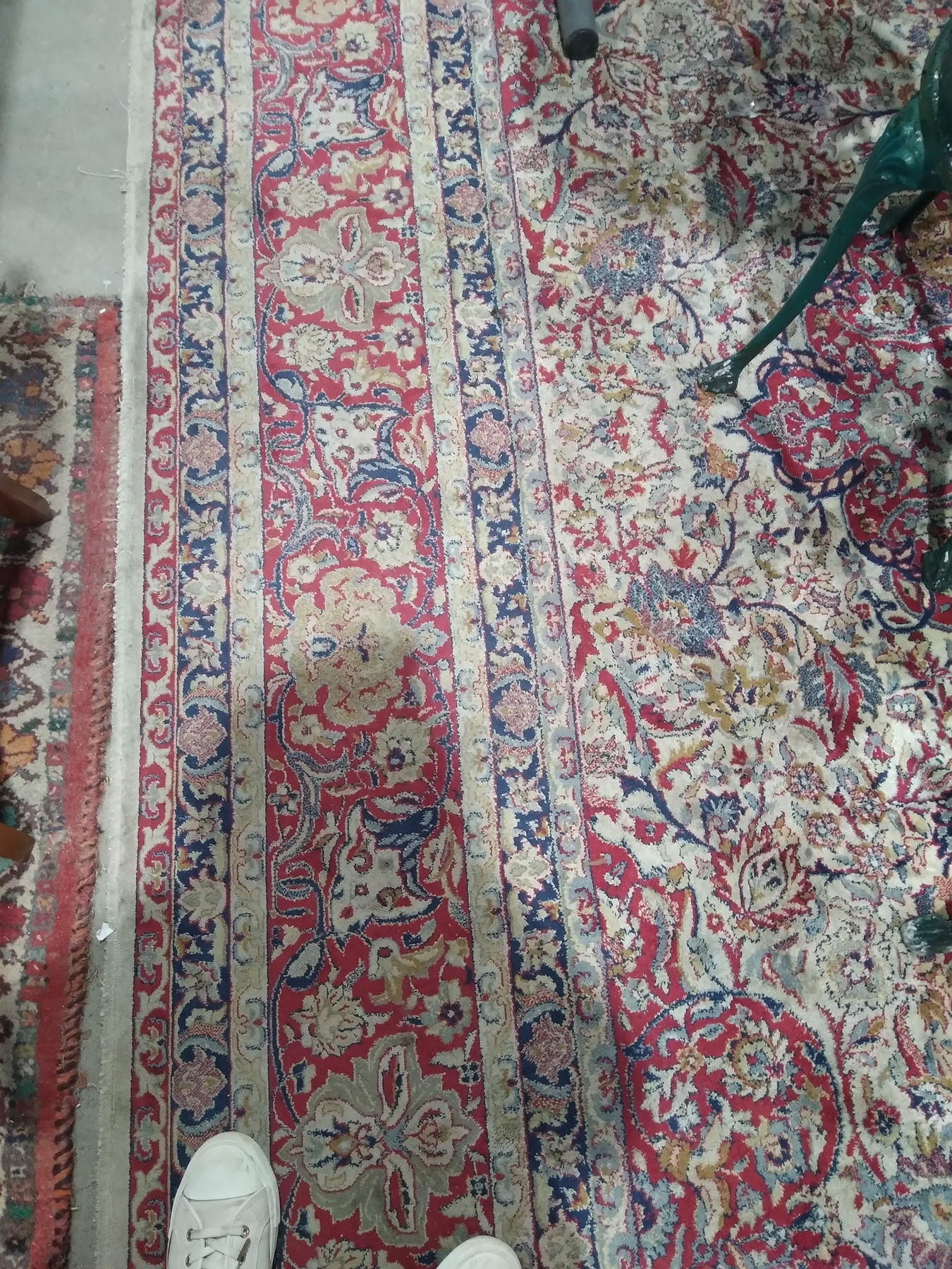 Large Persian-style cotton carpet with red floral arabesque on an ivory ground, red spandrells, - Image 3 of 10