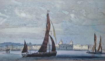 Anthony Flemming (1936) Watercolour on paper and an etching The first titled Thames Barges in