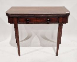 Early 19th century rectangular folding afternoon tea table, the reeded top above frieze drawer