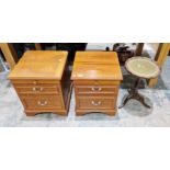 Pair of Stag bedside cupboards, each with two drawers, 52cm high x 43cm wide x 42cm deep, an