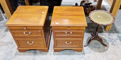 Pair of Stag bedside cupboards, each with two drawers, 52cm high x 43cm wide x 42cm deep, an