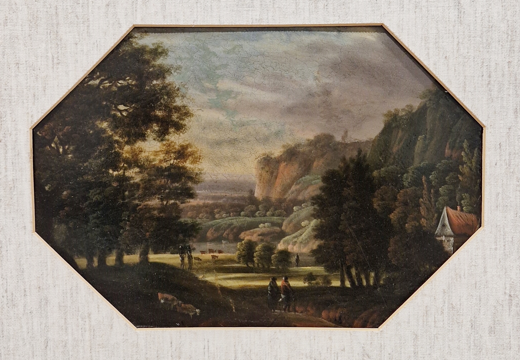 19th century English school  Oil on panel Figures in riverside landscape, 18.5cm x 27.5cm ( - Image 3 of 4