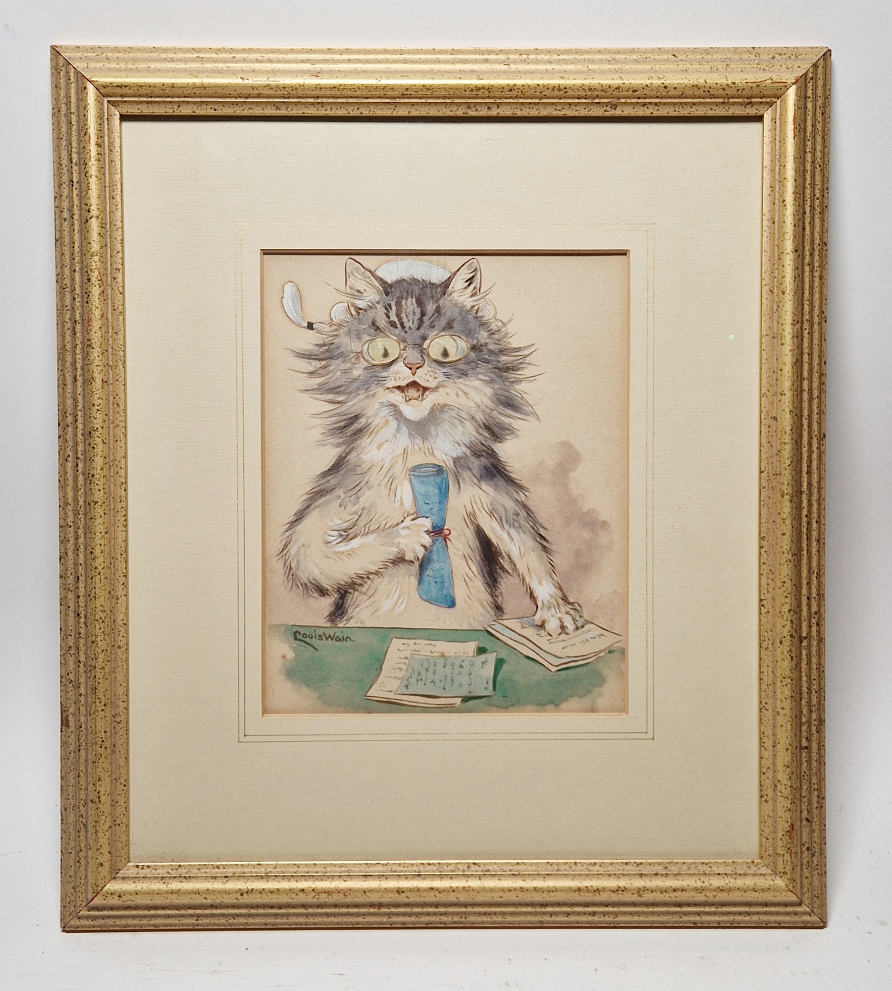 Louis Wain (1860-1939) Set of six watercolour and bodycolour drawings "Scenes from the Courts", - Image 11 of 11