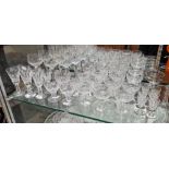 Assorted cut glass tableware including six small Waterford wine glasses, etched marks, a set of