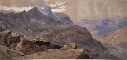 George Arthur Fripp RWS (1813-1896) Watercolour heightened with white "Ben Cruachan, Argyllshire",
