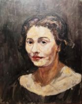 19th/20th century school Oil on canvas Portrait of a woman, unsigned, framed and glazed, 46cm x 36cm
