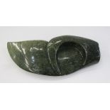 Tracy Chatsama (African) green soapstone bird, 13cm high x 14cm wide