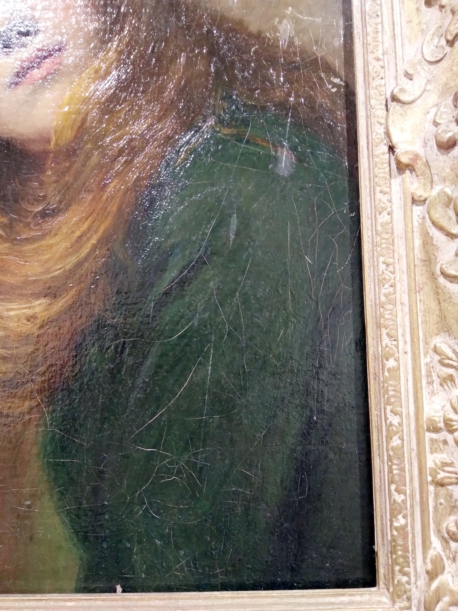 Late 19th century British School Oil on canvas Portrait of a young woman with windswept red hair - Image 17 of 24