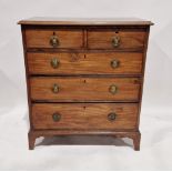 George III mahogany chest of two short and three long graduated drawers with cockbead borders, brass