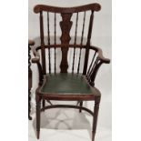 Late Victorian mahogany armchair with turned carved supports, on turned legs, 97cm high