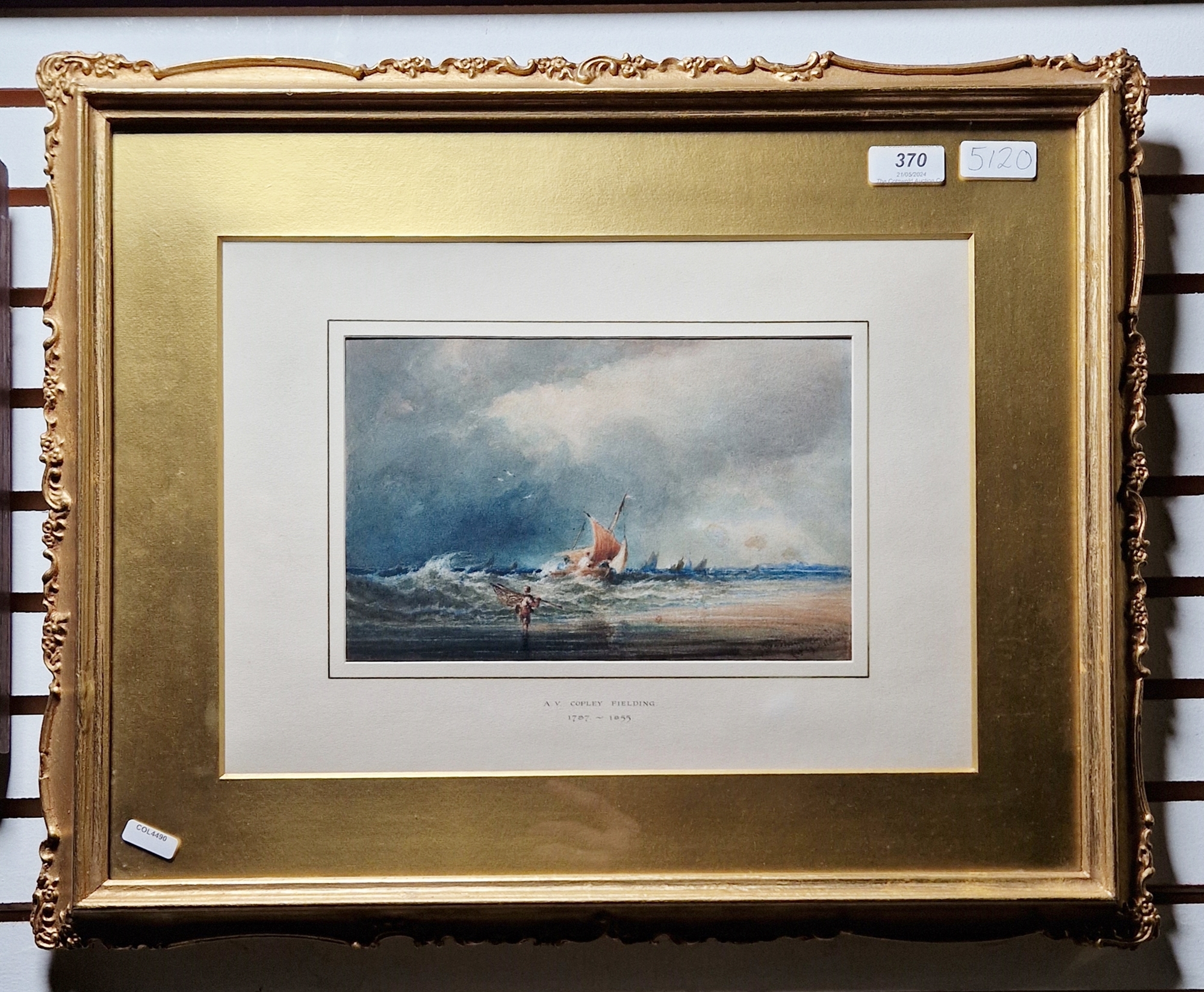 Anthony Vandyke Copley Fielding (1787-1855) Watercolour Coastal scene with boat in rough sea and - Image 2 of 9