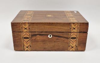 Victorian walnutwood and parquetry inlaid writing slope, fitted interior, 30cm wide