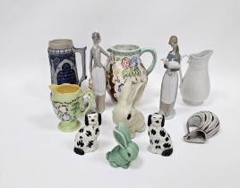 Collection of assorted ceramics including two Lladro figures of girls with duck and a lamb, two
