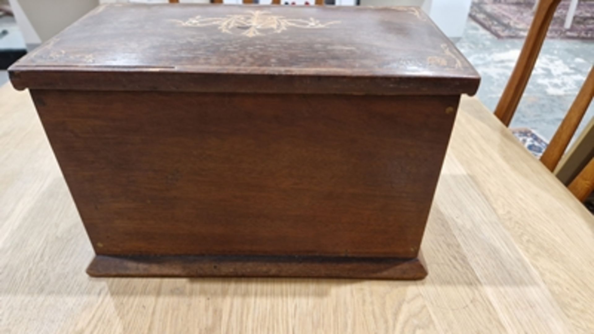 Edwardian marquetry inlaid fall-front stationery casket, the front with leather lined fold-out - Image 37 of 54