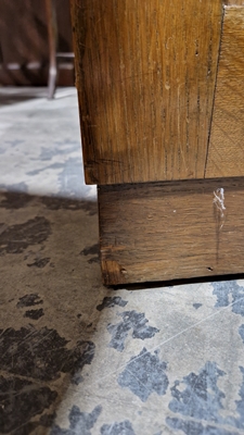 AB Good Furniture Units mid century golden oak desk, the rectangular top inset with brown leather - Image 40 of 48