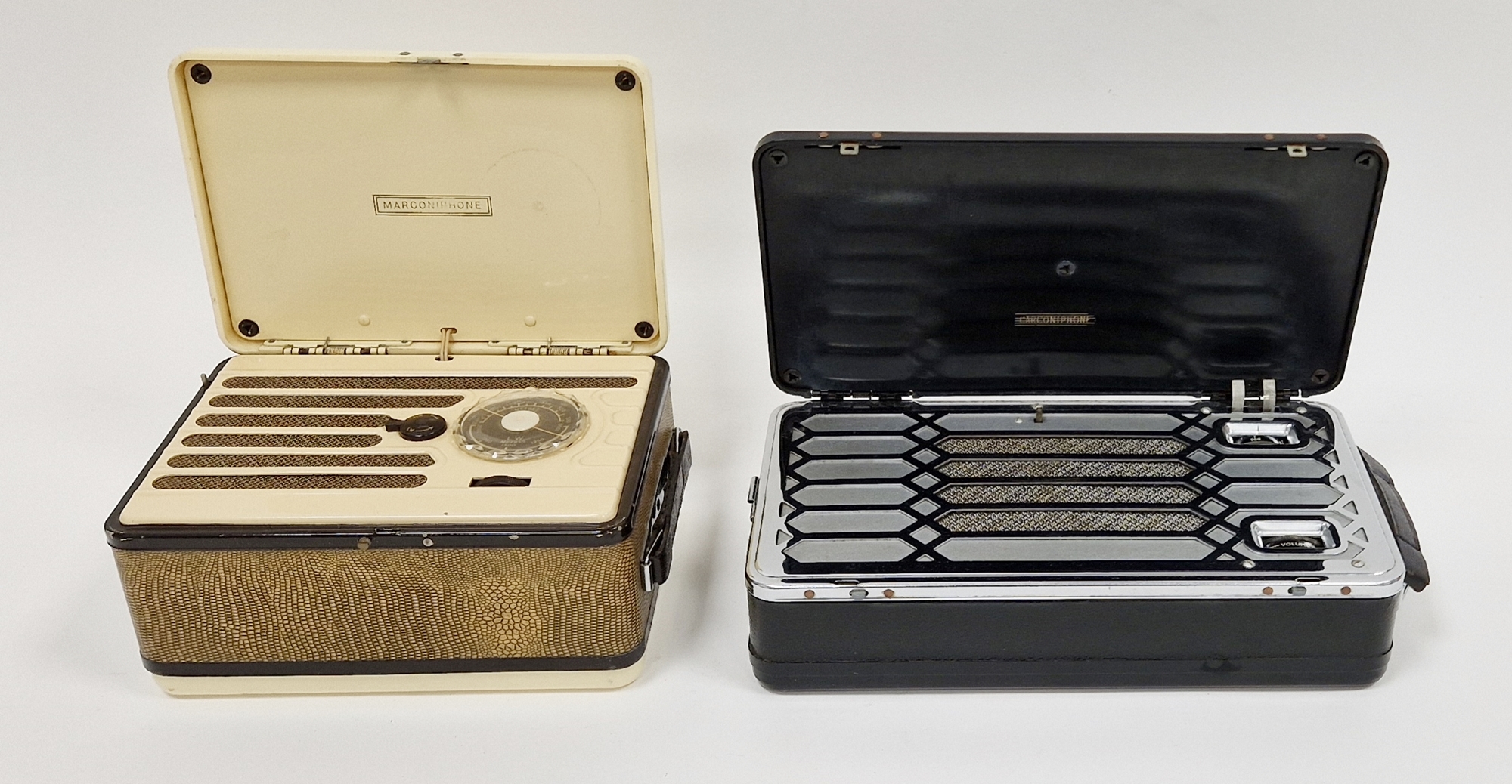 Marconi bakelite portable radio and another (2)
