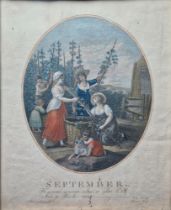 After Sir William Hamilton (1751-1801) Nine hand coloured engraved of Months of the Year, engraved