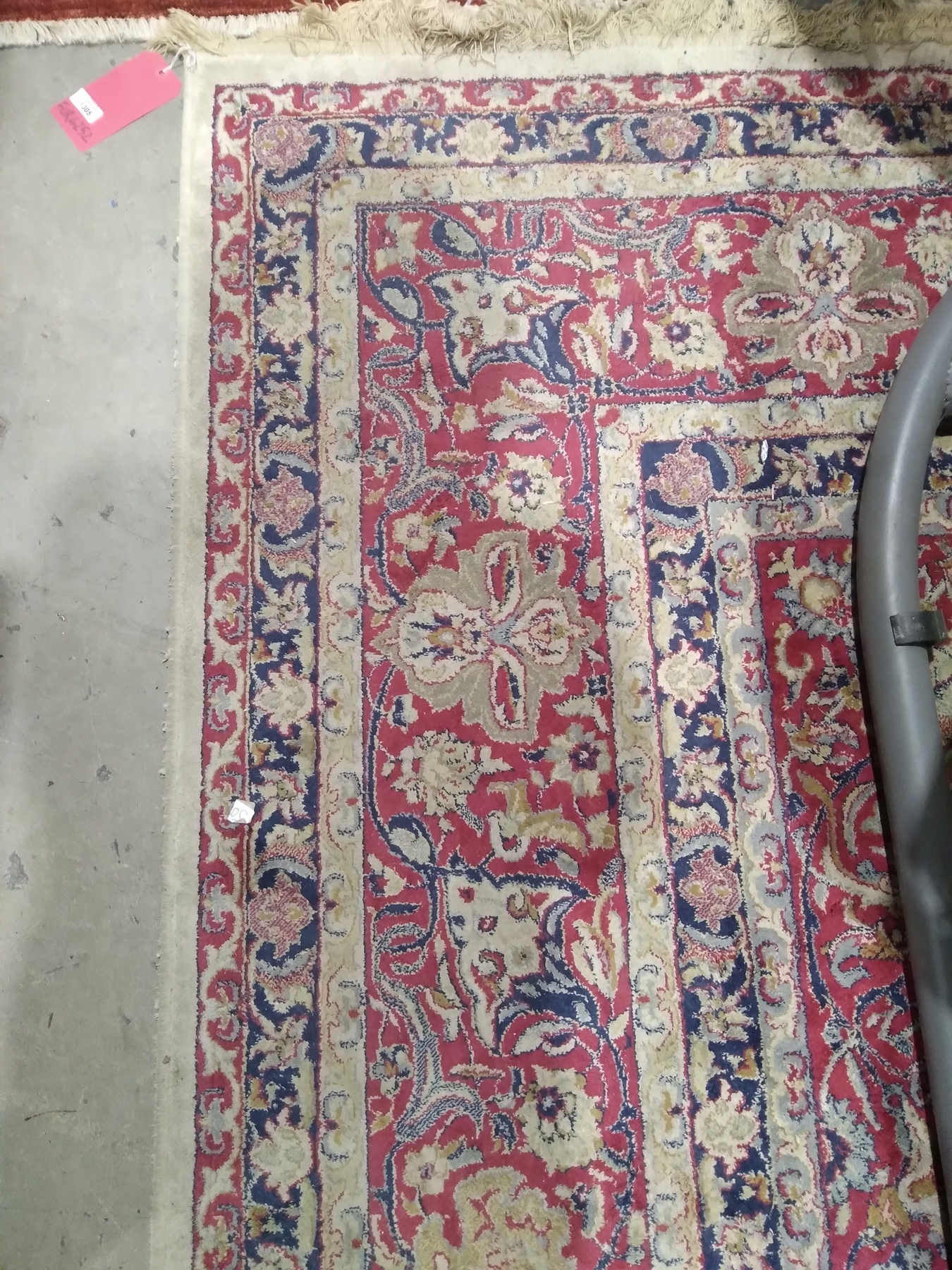 Large Persian-style cotton carpet with red floral arabesque on an ivory ground, red spandrells, - Image 2 of 10