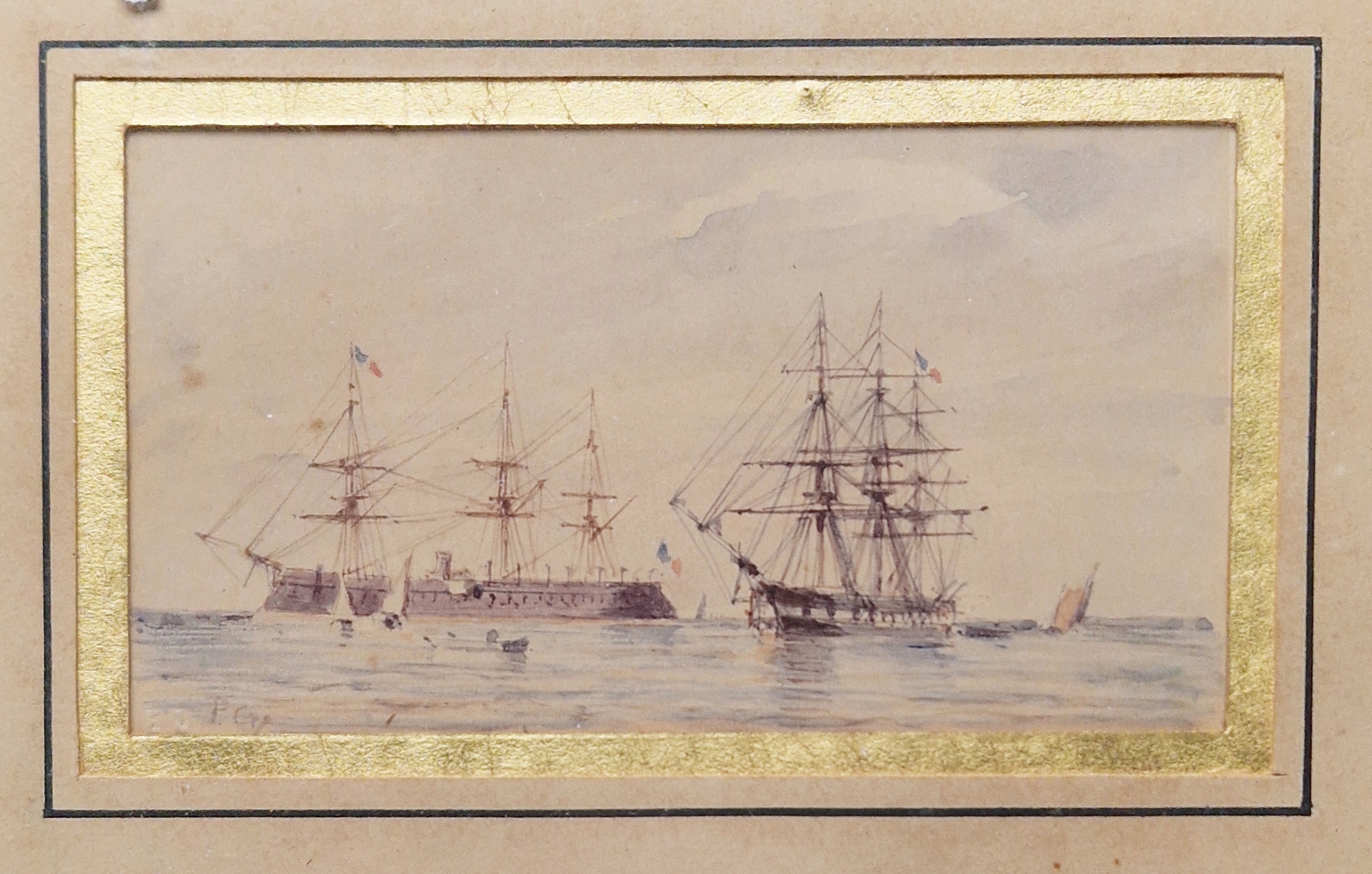 Late 19th century French School Pair of watercolours on paper Each maritime scene depicting boats in - Image 2 of 5