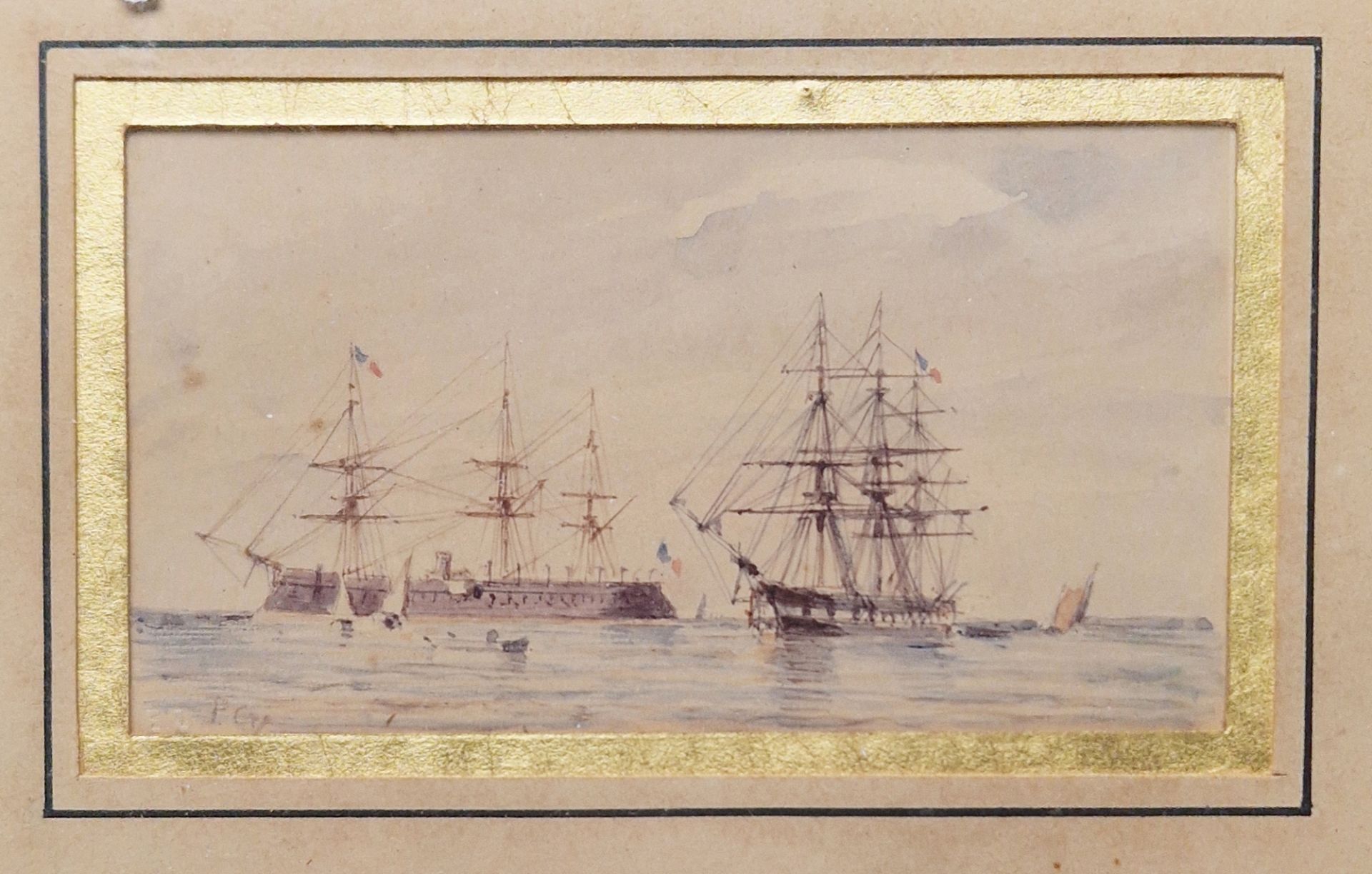 Late 19th century French School Pair of watercolours on paper Each maritime scene depicting boats in - Image 2 of 5