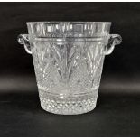 Large 20th century cut glass two-handled tapering cylindrical ice bucket, 25.5cm high  Condition