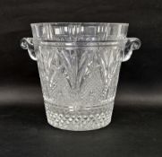 Large 20th century cut glass two-handled tapering cylindrical ice bucket, 25.5cm high  Condition