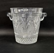 Large 20th century cut glass two-handled tapering cylindrical ice bucket, 25.5cm high  Condition