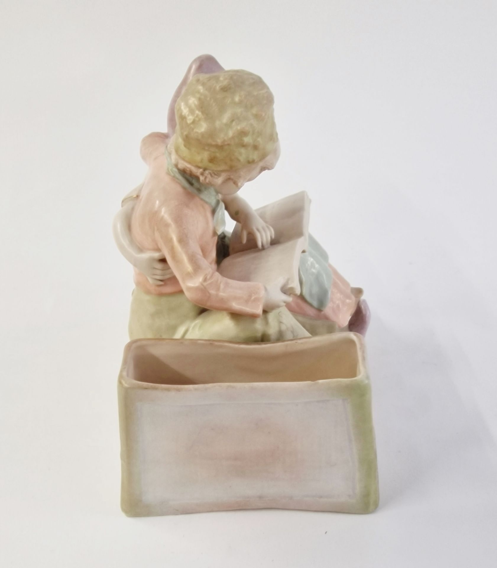 Early 20th century Vienna (Amphora) ceramic figure group of two Dutch-style children embracing, - Image 4 of 6