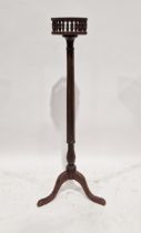 Victorian mahogany jardiniere/torchere stand with galleried octagonal top, on tripod base, 116cm