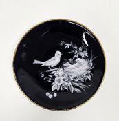 Royal Worcester dark blue ground cabinet plate, circa 1870, impressed marks, decorated in white with