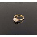 18ct gold and diamond cluster ring, having nine stones, circa 1920's  Condition Report Ring size -