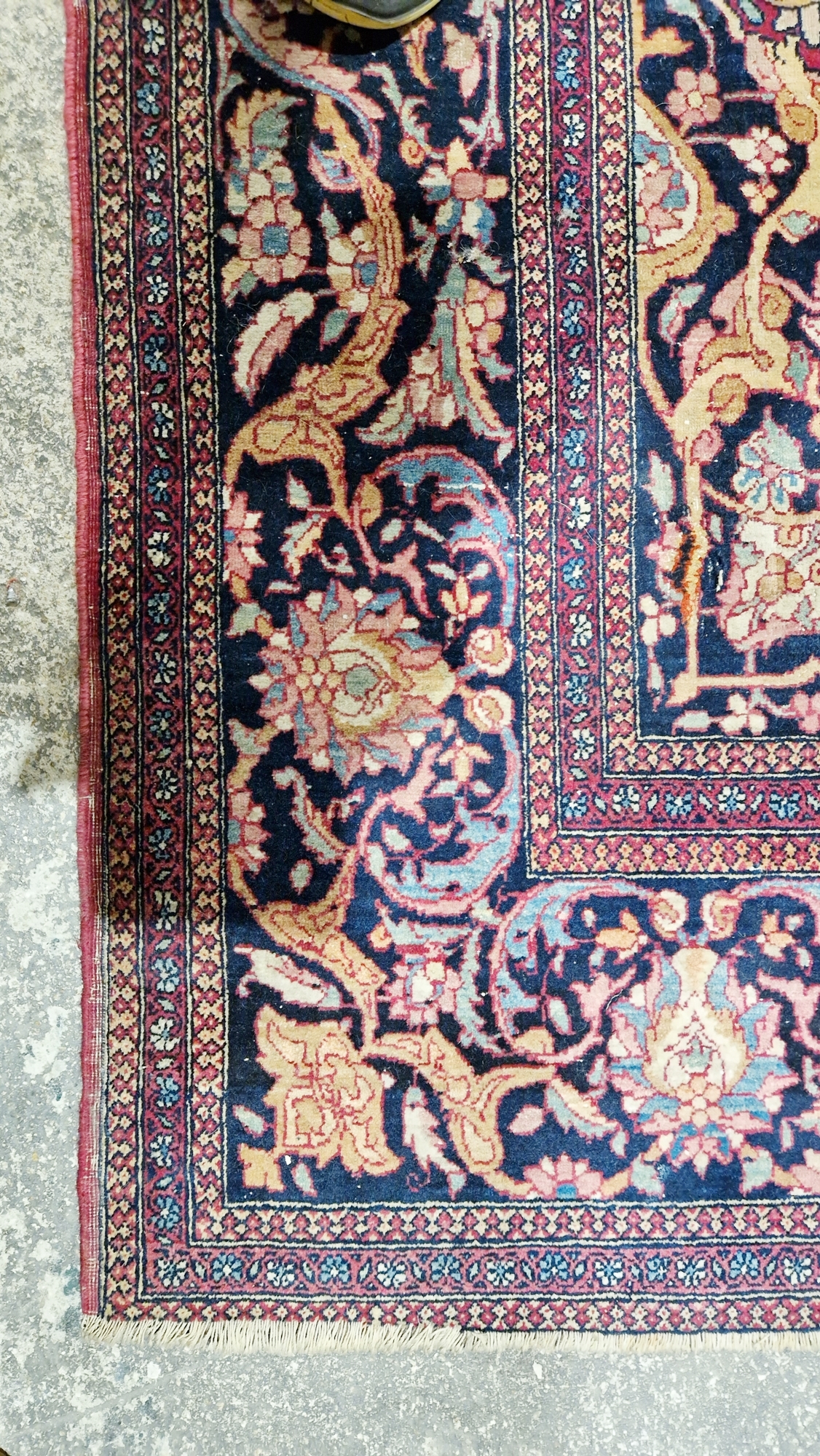 Eastern wool rug of Persian design, having black arabesque to the cherry red field with allover - Image 2 of 32